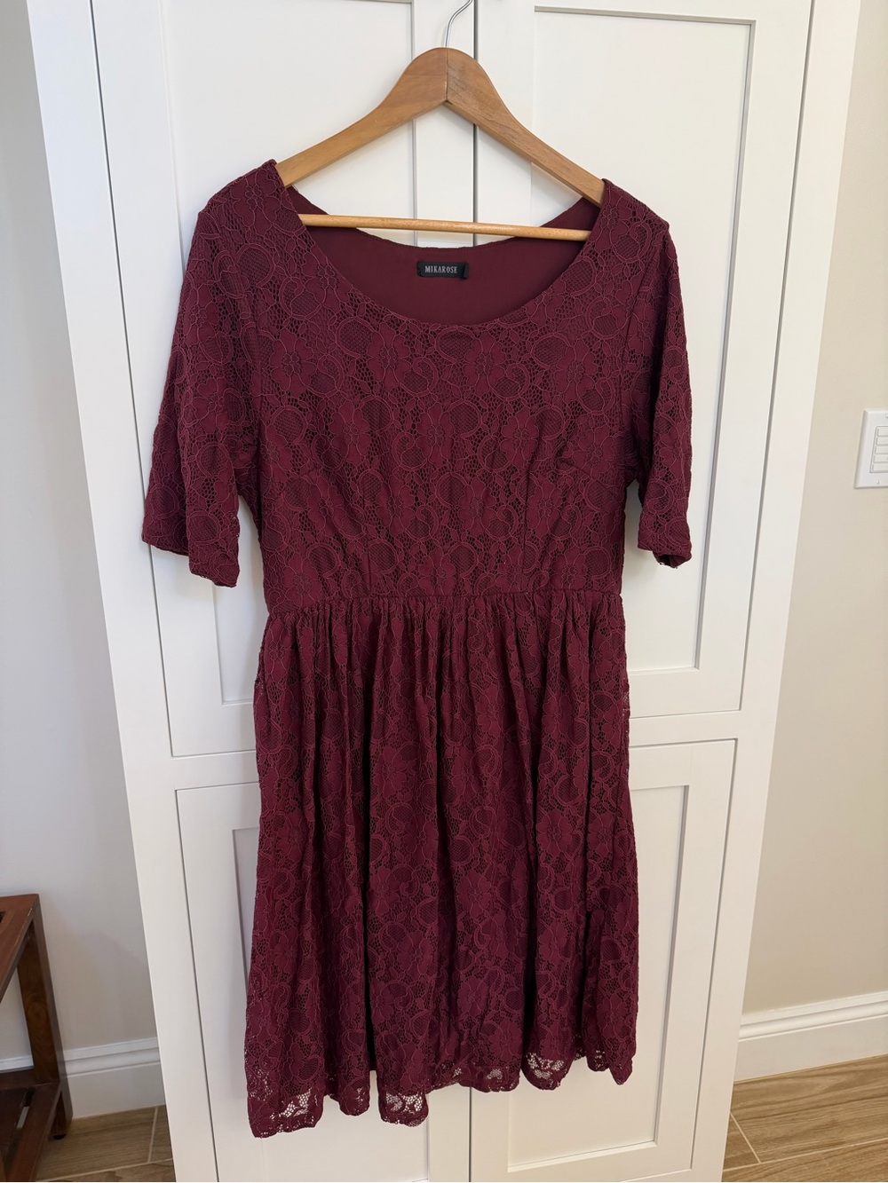 Mikarose Burgundy/Garnet Lace Midi Dress
